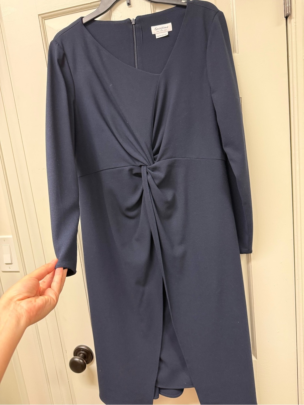 Seraphine Maternity Navy Long-Sleeve Dress